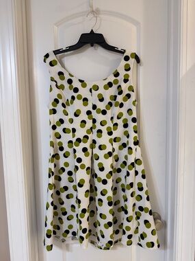 Ronni Nicole White Dress with Black and Lime Green Polka Dots